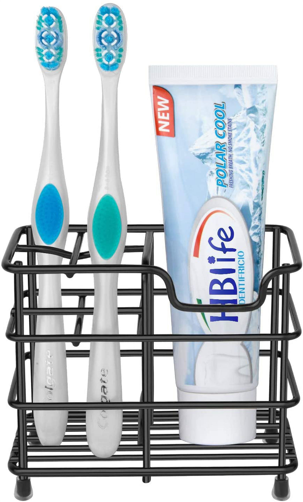 Stainless Steel Toothbrush and Toothpaste Holder for Bathroom, Sturdy and Hygienic, Drain and Rust Prevention, Black - Image 5