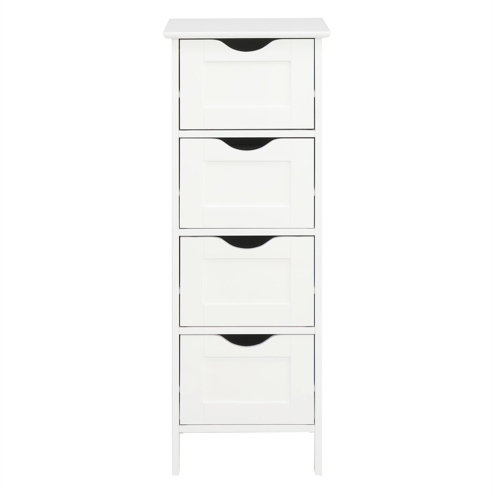 Bathroom Floor Storage Cabinet with 4 Drawers, Small Cabinet for Bedroom Kitchen, White - Image 6