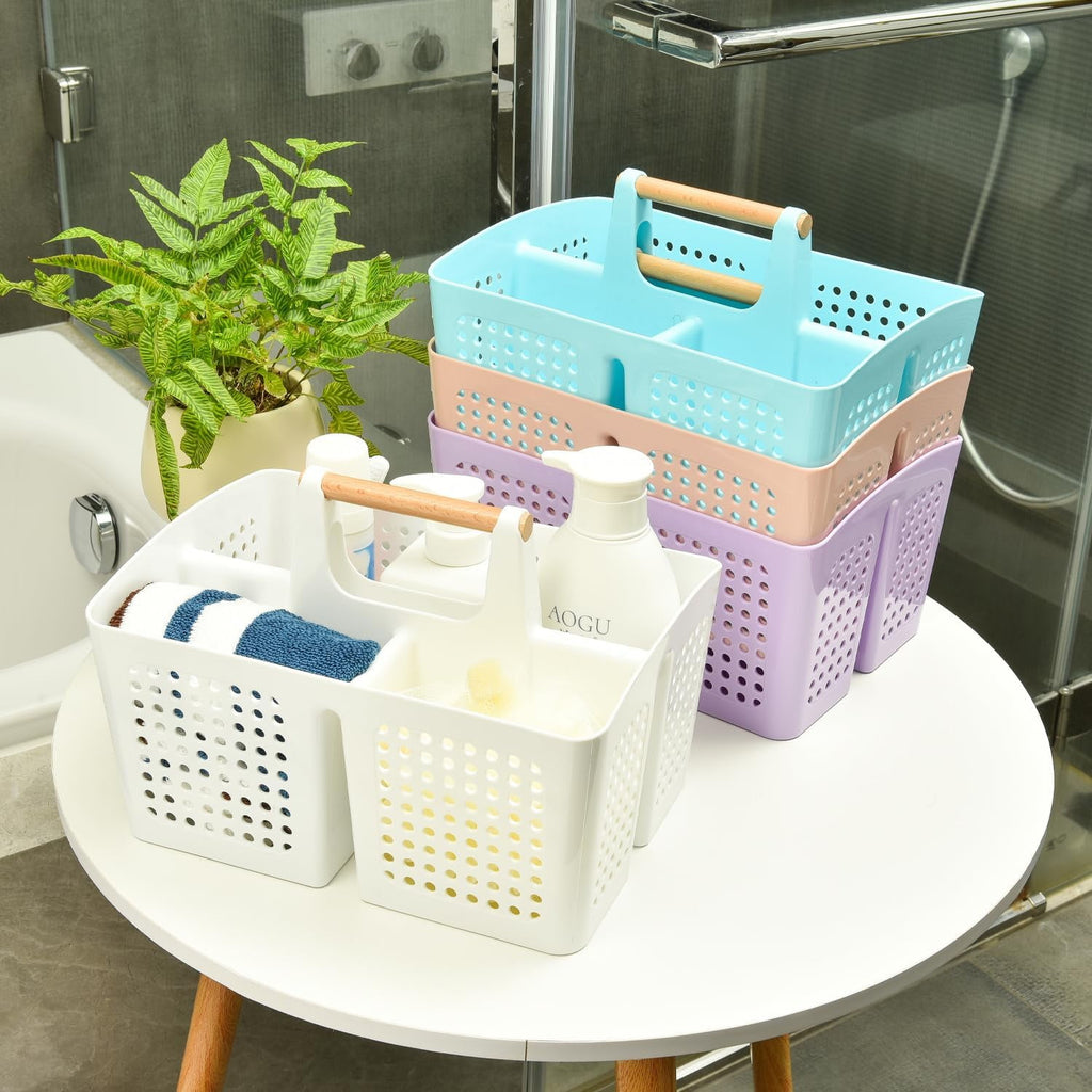 Portable Shower Caddy Basket with Compartments, Plastic Divided Cleaning Caddy Organizer Storage Tote with Handle for... - Image 2