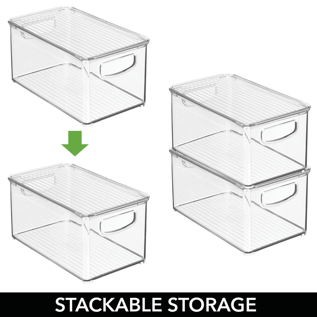 Plastic Bathroom Storage Box, Lid, Built-In Handles, 2 Pack, Clear - Image 4