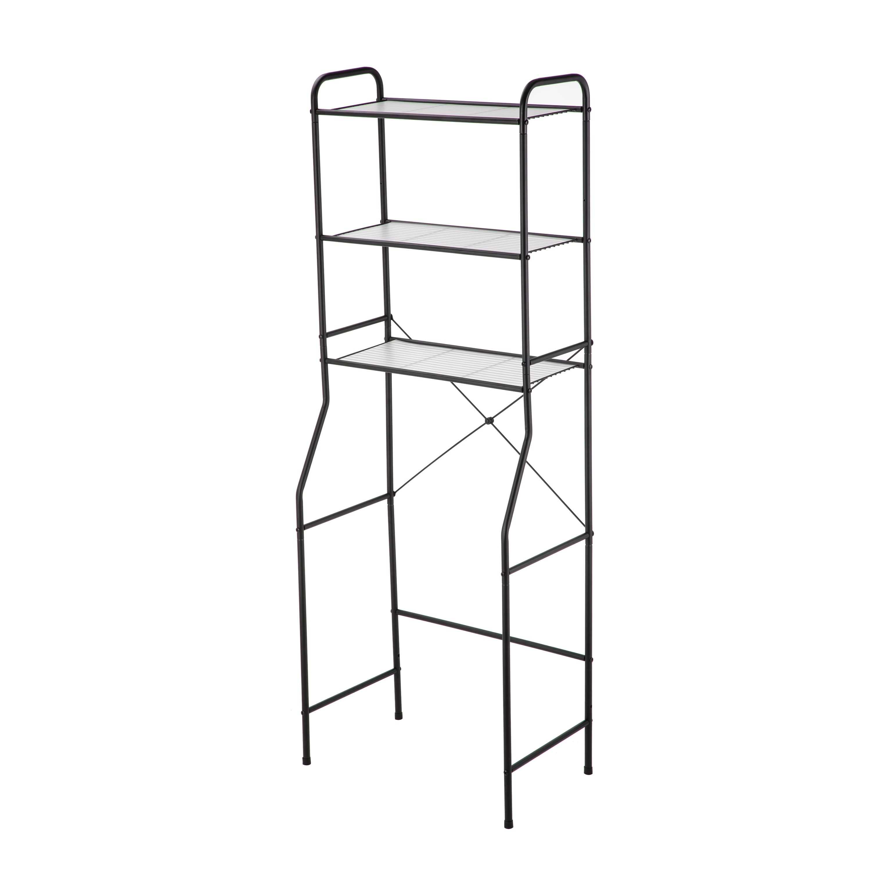 Black Over the Toilet Steel Storage Unit with 3 Shelves and Liners - Image 4
