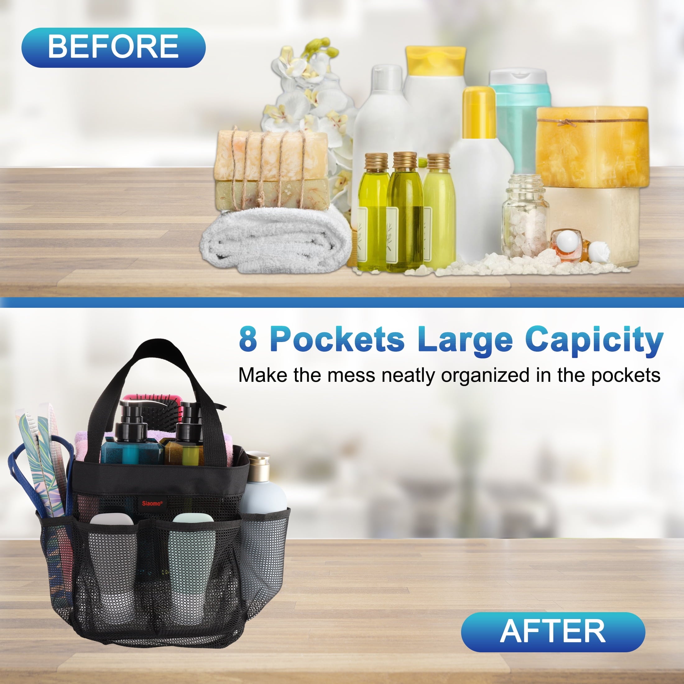 Shower Caddy Portable Tote Bag for College Dorm Essentials, Bathroom, Gym, Camp, Travel, Hanging Caddy Basket, Quick ... - Image 6
