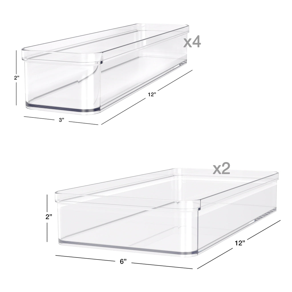 6-Piece Clear Plastic Drawer Storage Organizer Set, Kitchen, Desk and Bathroom Drawer Organizer Bins for Home Organiz... - Image 4