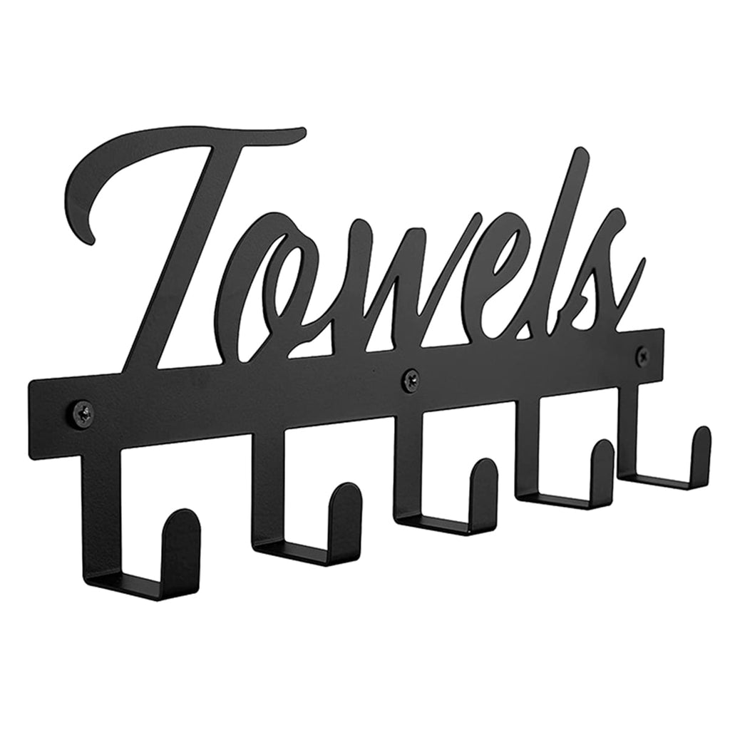 Lzvxtym Towel Rack 5 Towel Hooks Wall Mount Towel Holder Black Metal Towel Racks for Bathroom Storage Organizer Rack - Image 2