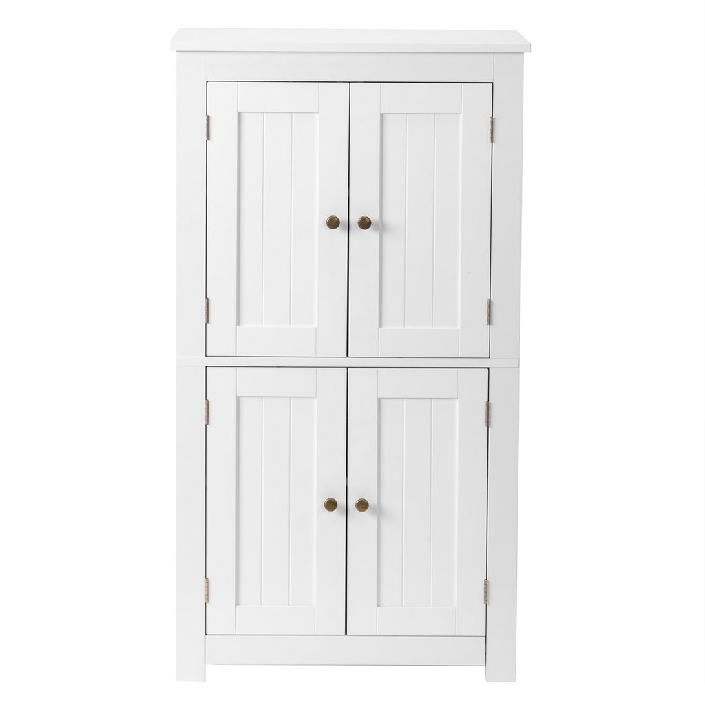 Bathroom Floor Storage Cabinet, Freestanding Cabinet with 4 Doors, Adjustable Shelves, White - Image 5