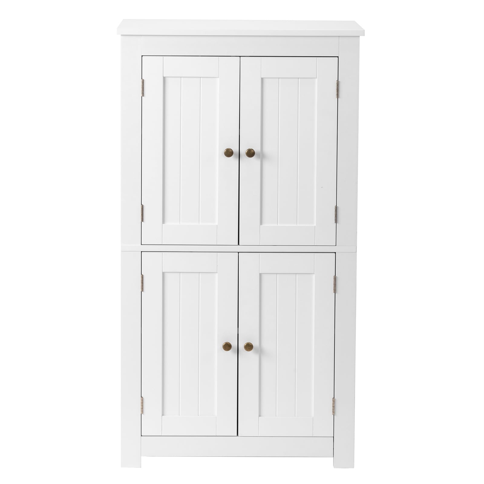 Bathroom Floor Storage Cabinet, Freestanding Cabinet with 4 Doors, Adjustable Shelves, White - Image 5