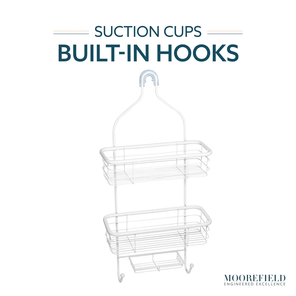 Moorefield 3-Tier Hanging Shower Caddy with Suction Cups, Non-Slip Neck, Bathroom Organizer, Matte White - Image 4