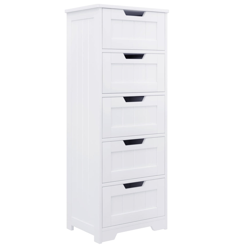 Bathroom Cabinet, Free Standing Storage Cabinet with 5 Drawers Organizer Unit for Living Room Bedroom, White - Image 5