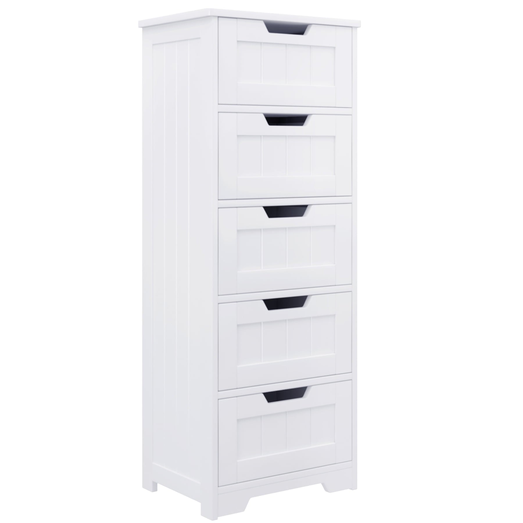 Bathroom Cabinet, Free Standing Storage Cabinet with 5 Drawers Organizer Unit for Living Room Bedroom, White - Image 5