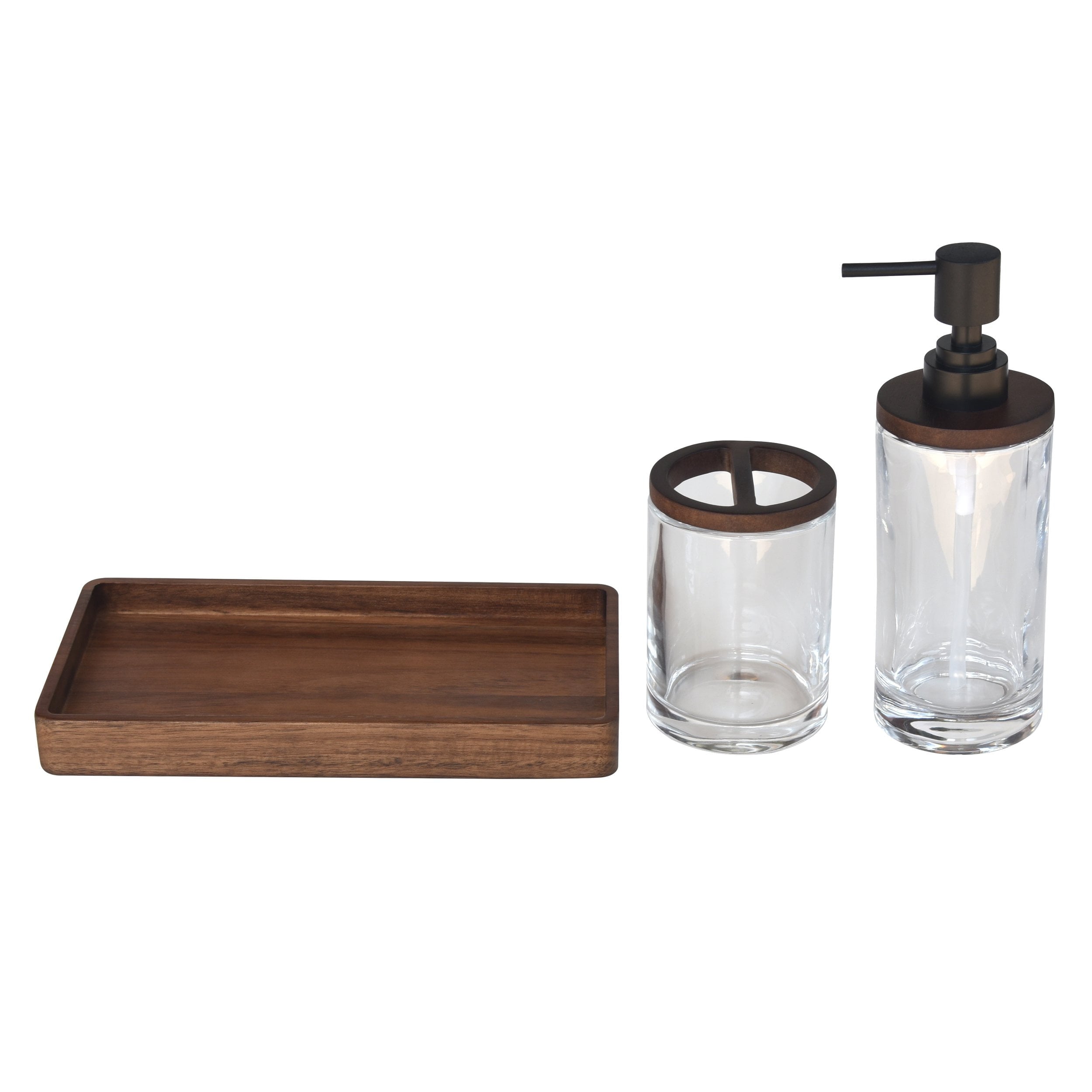 Acacia Wood Accented Glass Toothbrush Holder - Image 6
