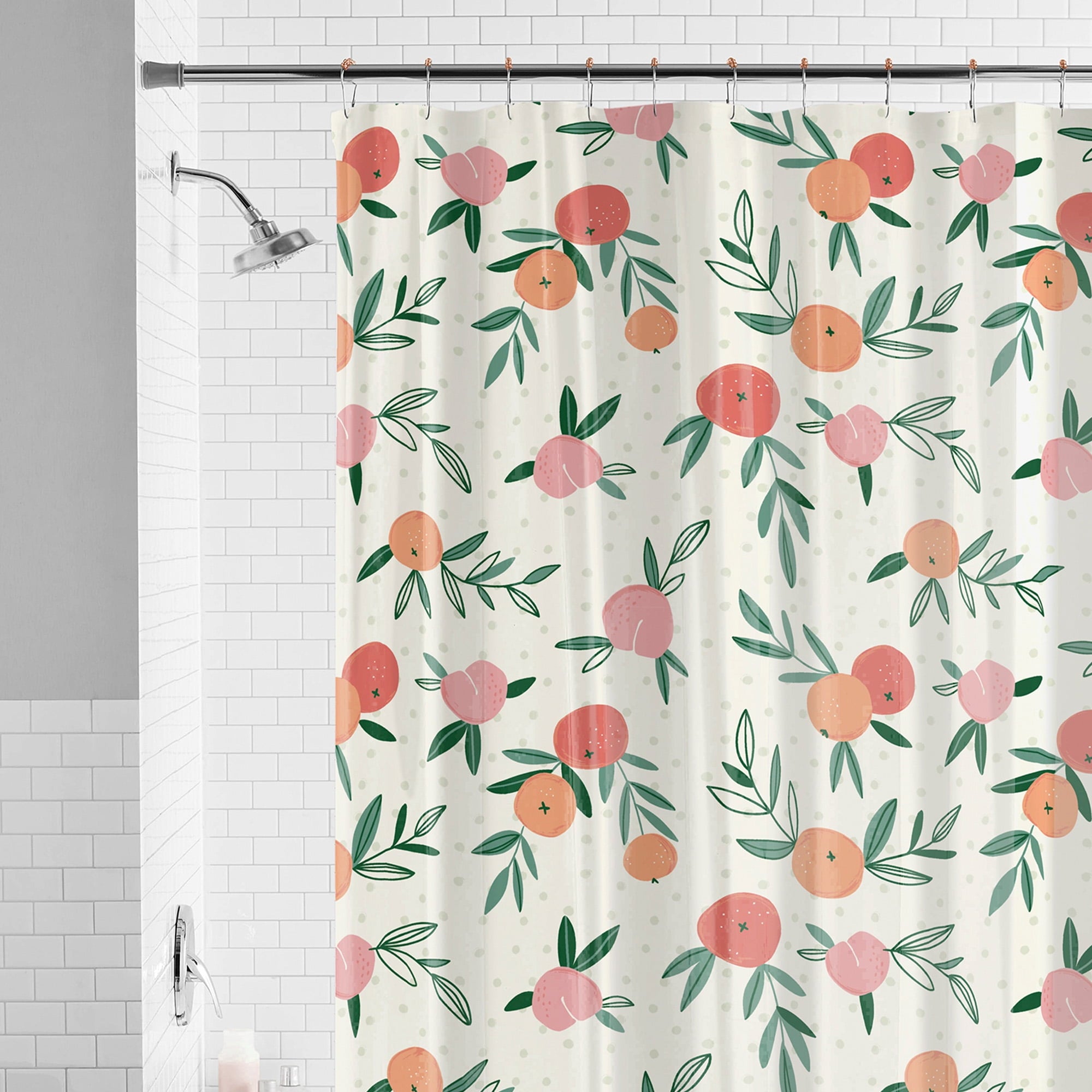 30% Recycled Shower Curtain Set & Hooks, 13-Piece, Orange, Yellow - Image 5
