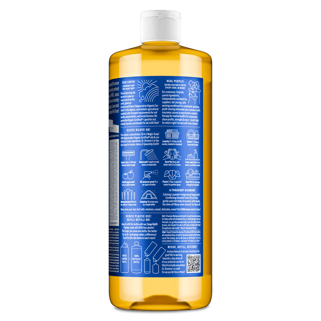 Soap - Peppermint - Pure-Castile Liquid Soap - 32 oz – for face, body wash, hands - Image 3