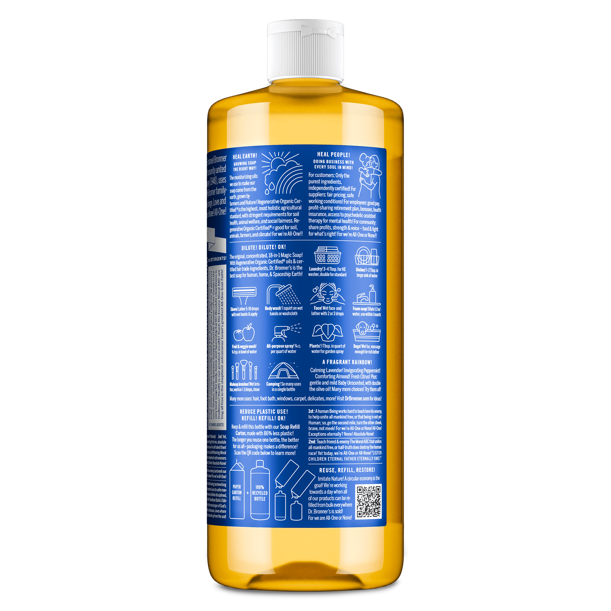 Soap - Peppermint - Pure-Castile Liquid Soap - 32 oz – for face, body wash, hands - Image 3