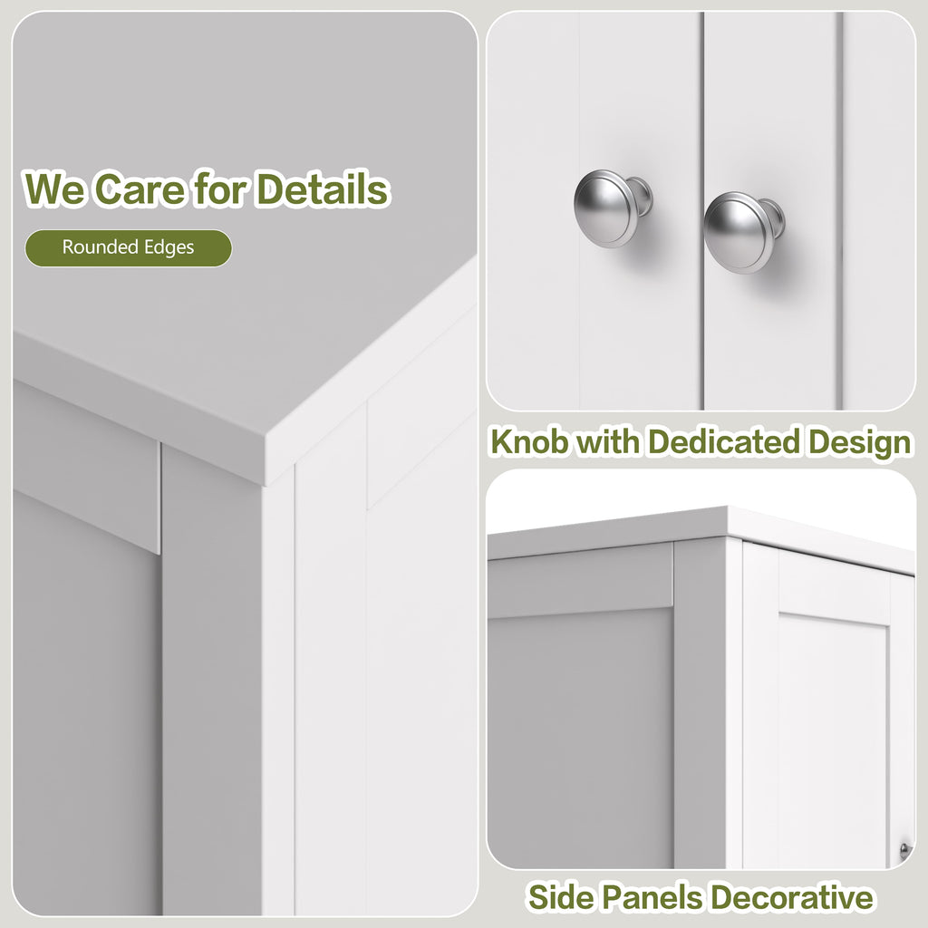 Bathroom Storage Floor Cabinet Organizer with Adjustable Shelf 4 Magnetic Doors 43" Wooden Pantry Cabinet Freestandin... - Image 3