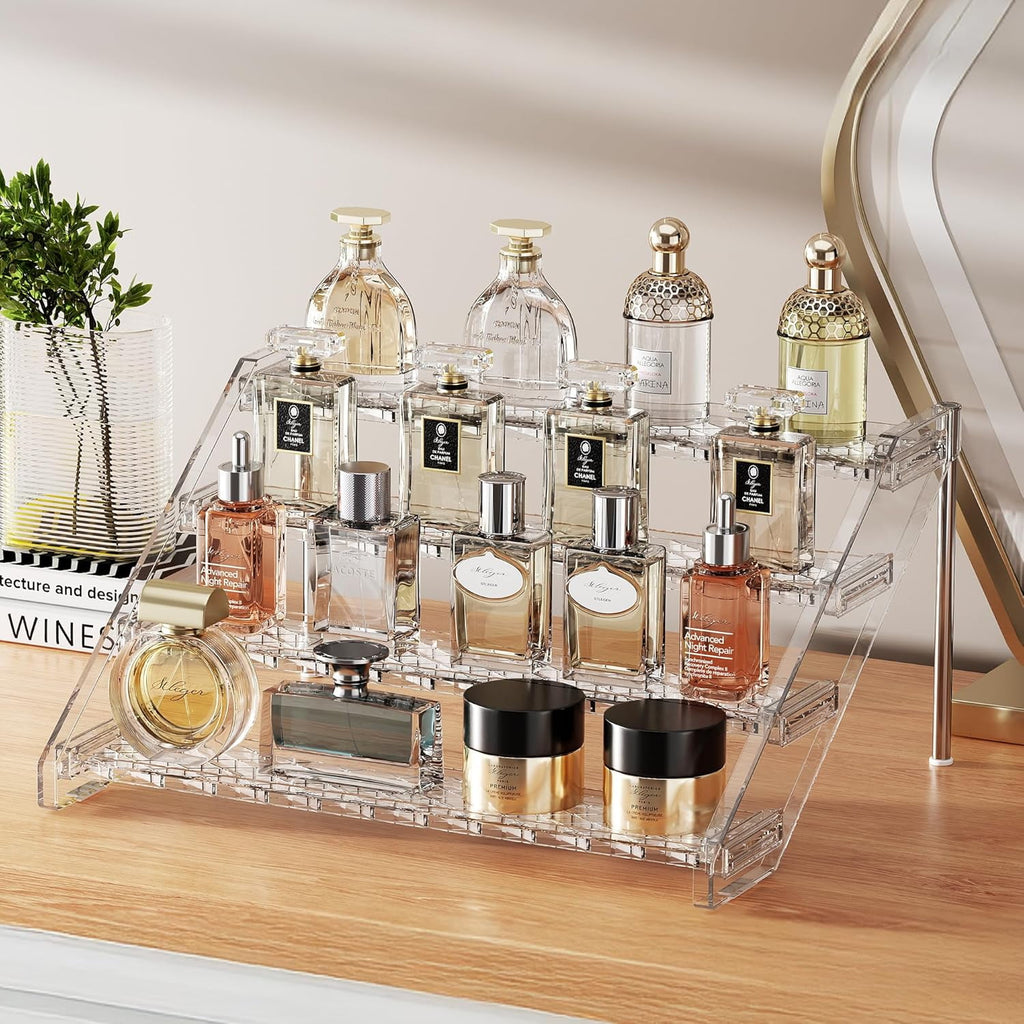 4-Tier Organizer and Storage, 12.4 Inch Cologne Organizer, Bathroom Countertop Cosmetic Storage, Standing Tray for Be... - Image 3