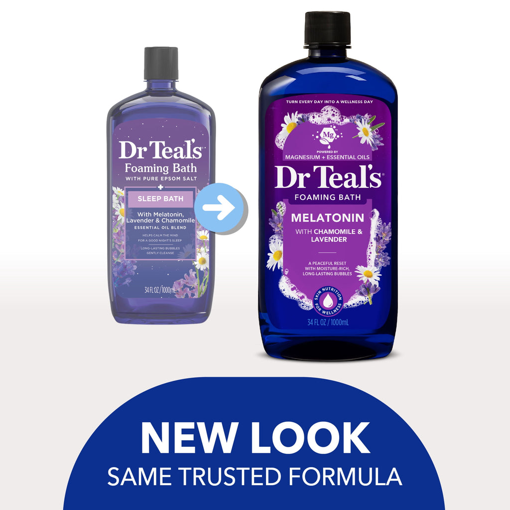 Dr Teal's Foaming Bath, Sleep Bath with Melatonin, Lavender & Chamomile Essential Oils, 34 fl oz. - Image 2