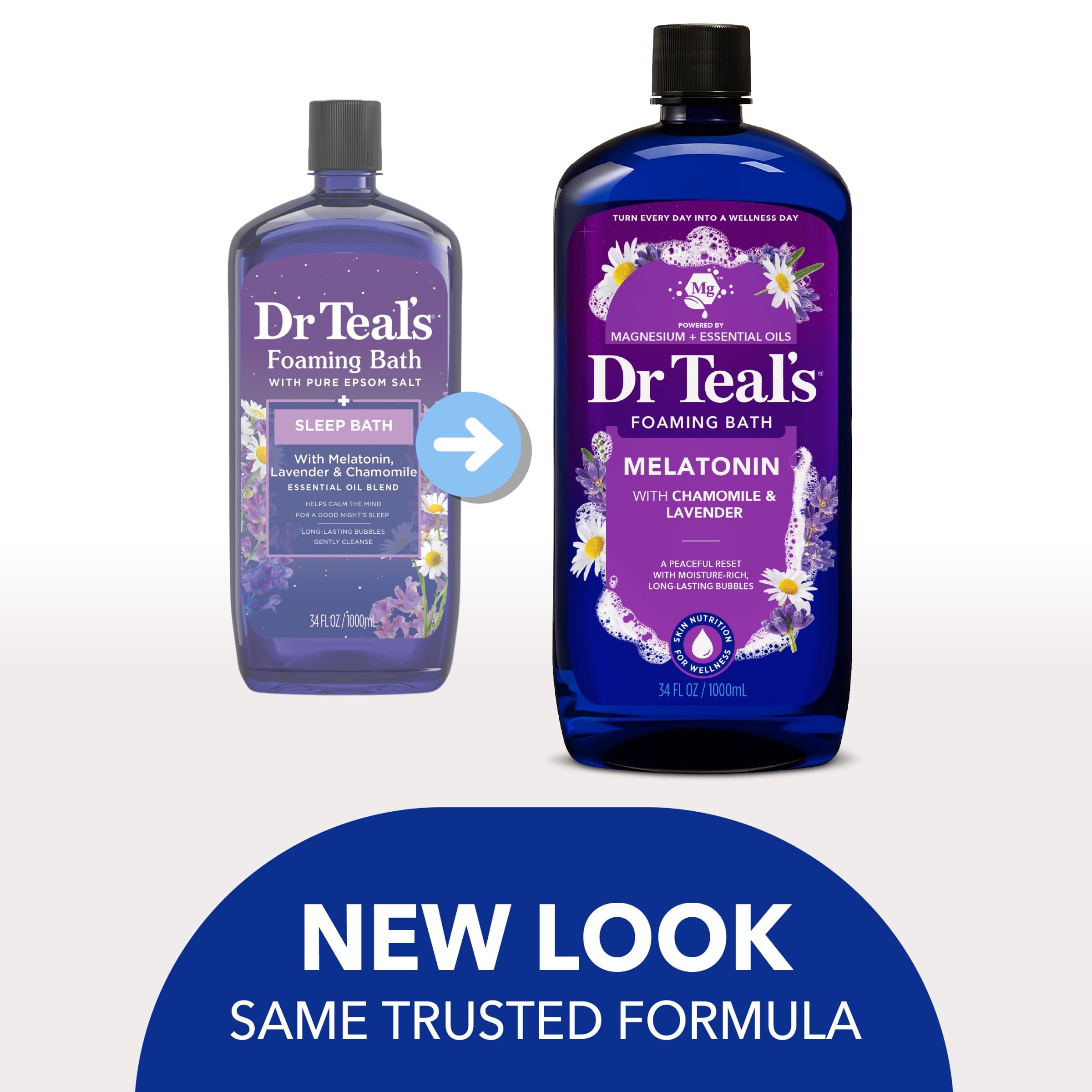 Dr Teal's Foaming Bath, Sleep Bath with Melatonin, Lavender & Chamomile Essential Oils, 34 fl oz. - Image 2