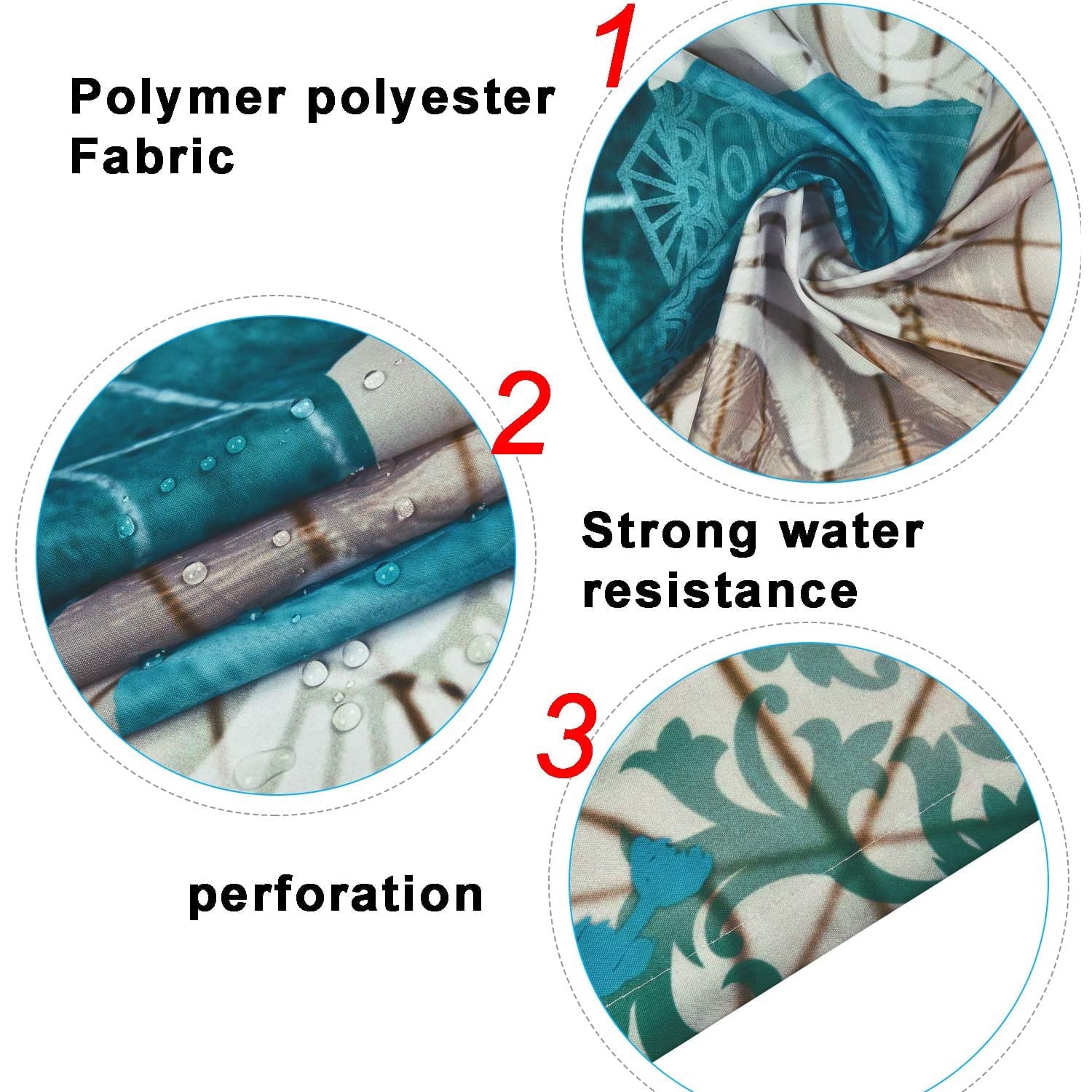 Shower Curtain and Rug Sets, 16 Pc Blue Ocean Creature Landscape Bathroom Sets, Waterproof Fabric Shower Curtain with... - Image 5