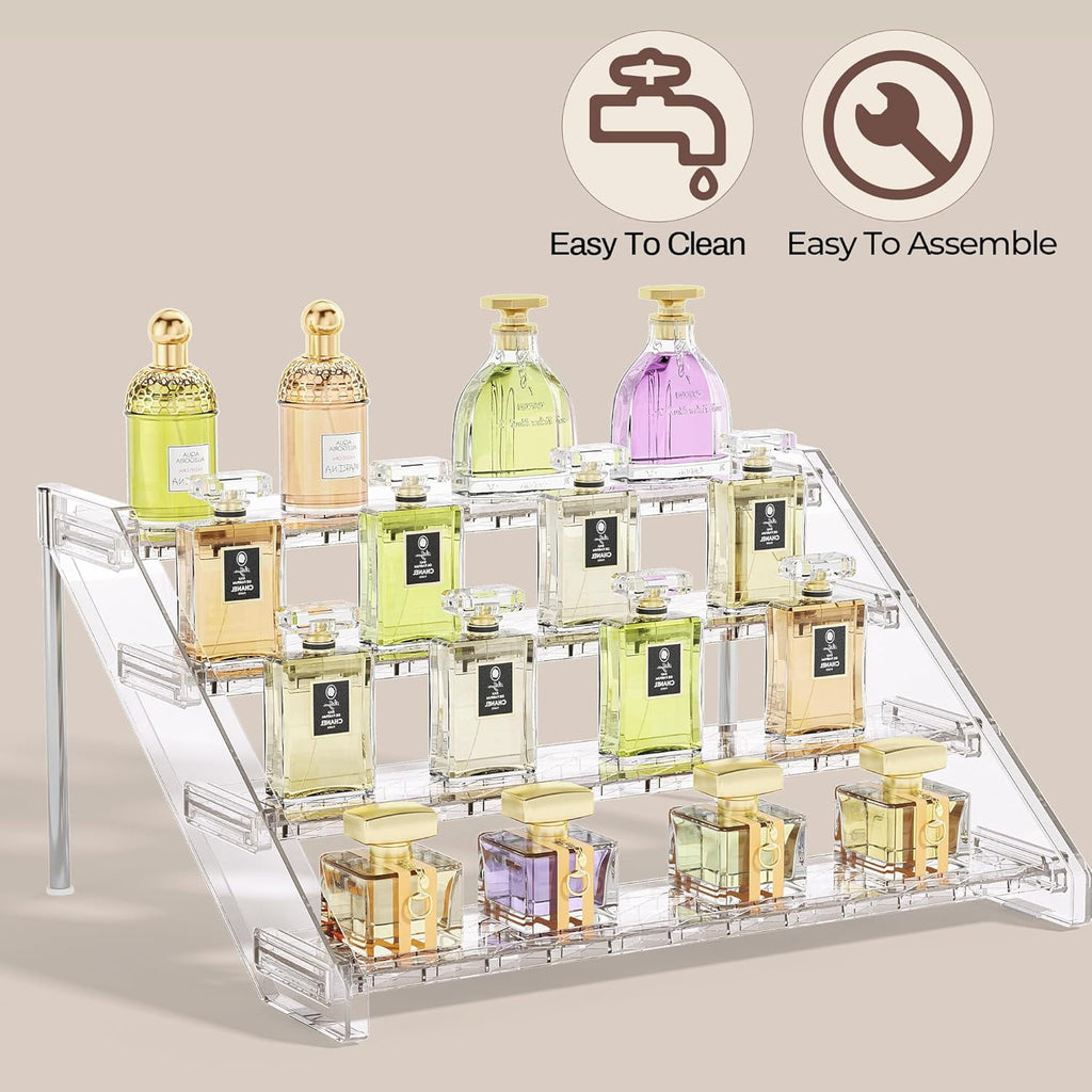 4-Tier Organizer and Storage, 12.4 Inch Cologne Organizer, Bathroom Countertop Cosmetic Storage, Standing Tray for Be... - Image 5
