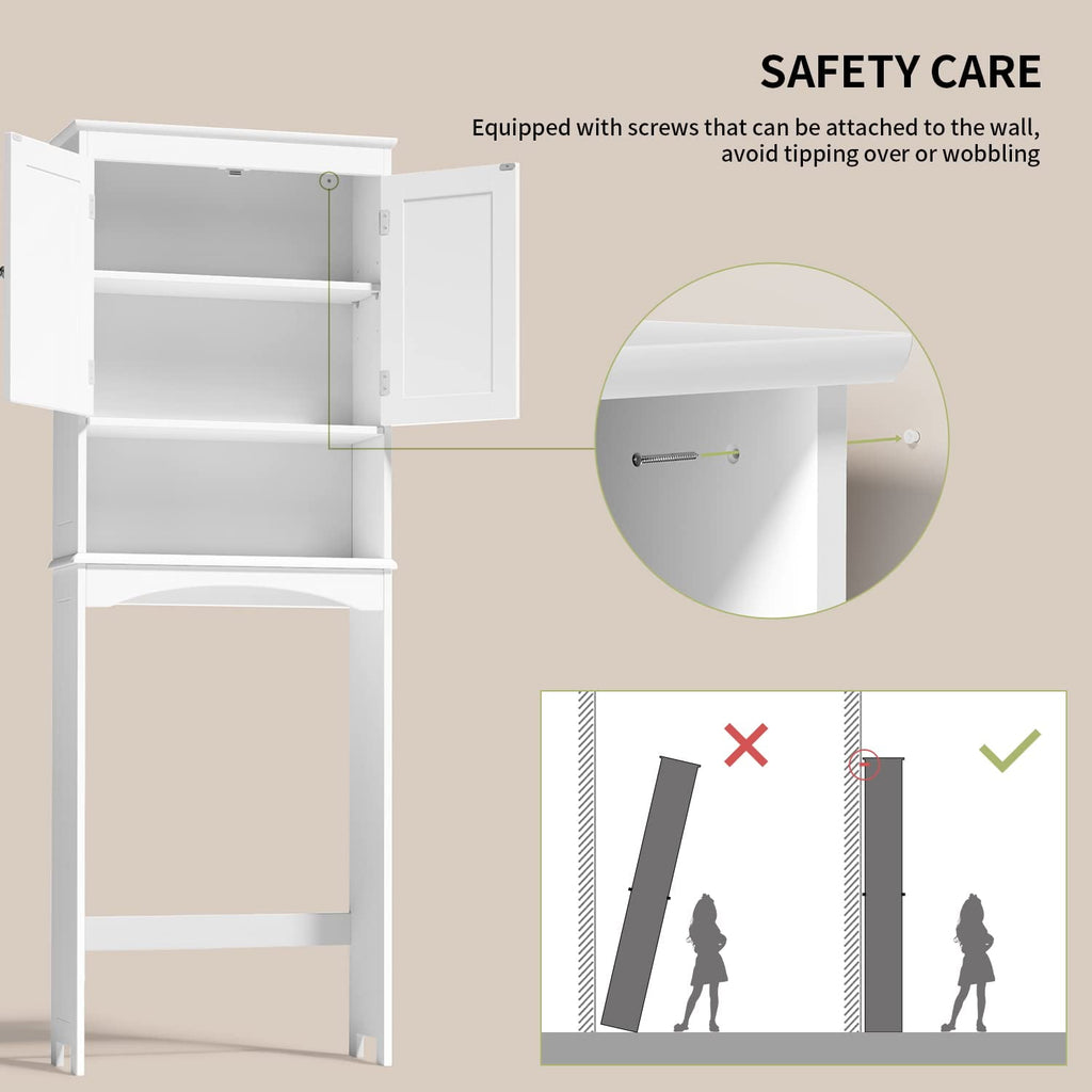 the Toilet Storage Cabinet - White Bathroom Shelf Organizer with Adjustable Shelf, Anti-Tip Device, Space-Saving Free... - Image 6
