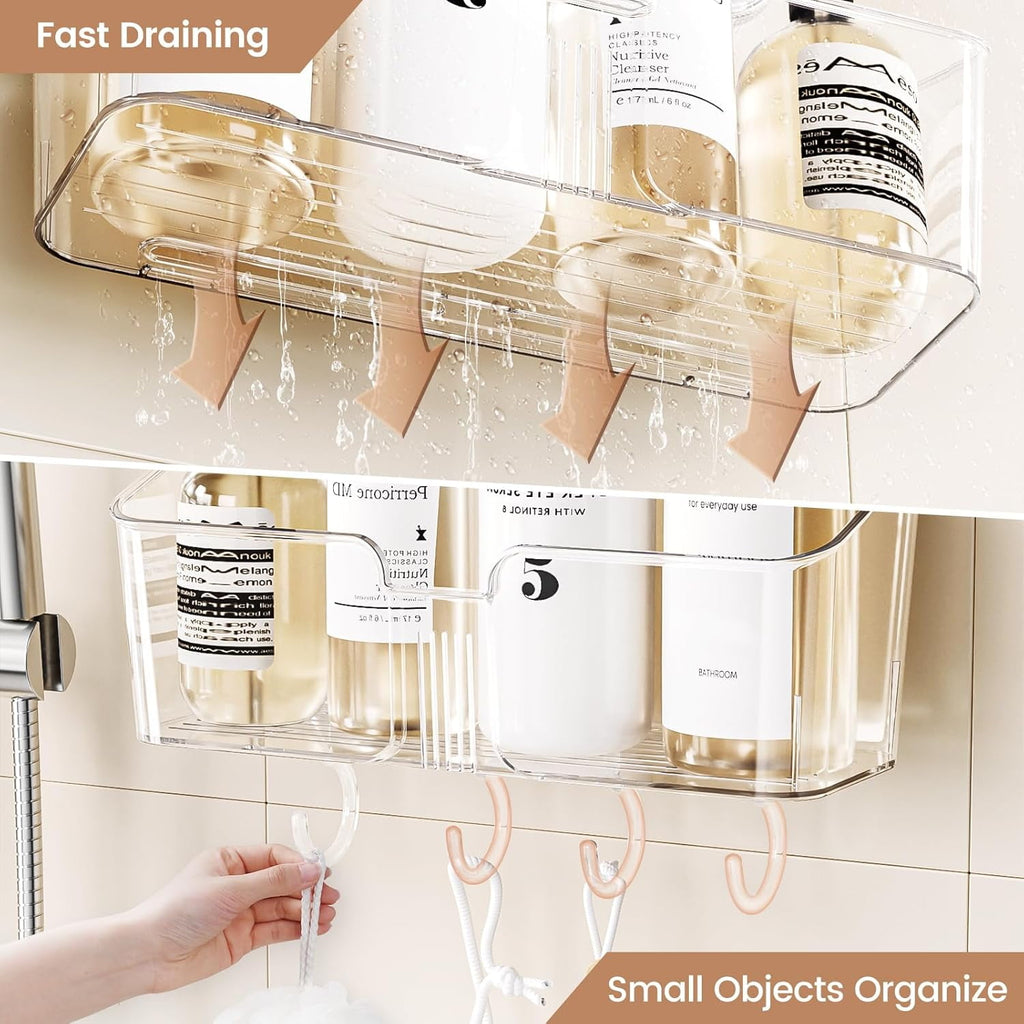 LUXEAR 3 Pack Shower Caddy Suction Cup, No-Drilling One Second Installation Shower Caddy, Clear Soap Dish and Toothbrush Holder, Waterproof - Image 5