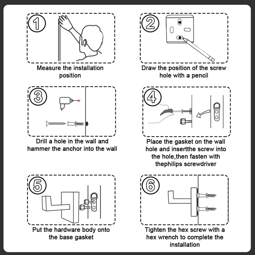 Black 5-Piece Square Bathroom Hardware Set with Towel Bar, Hook, Toilet Paper Holder and Ring（Black） - Image 5