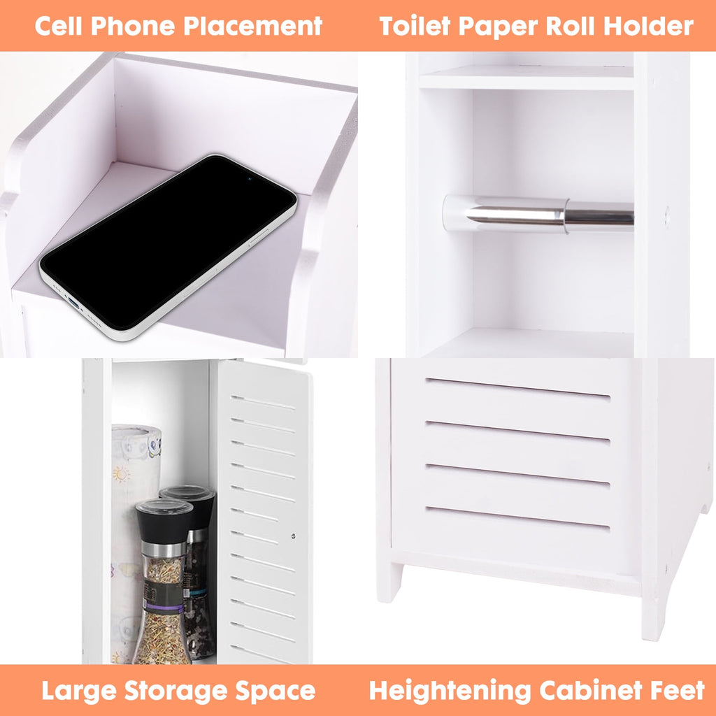 Bathroom Storage Cabinet with Doors and Shelves, Freestanding Toilet Paper Holders Stand Storage Cabinet Organizer Sh... - Image 5