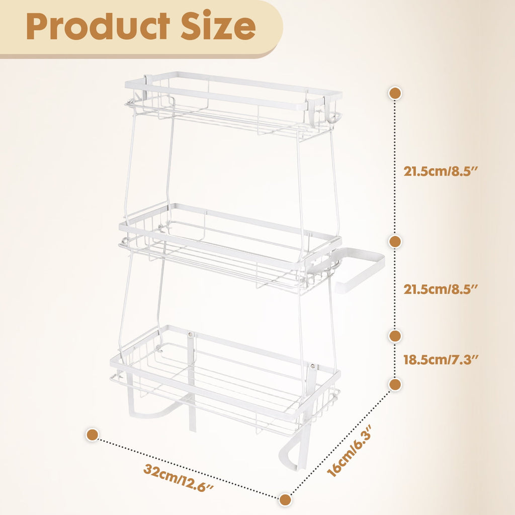 YOYTOO Over the Toilet Storage Shelf, 3 Tier Freestanding Bathroom Caddy Organizer Behind Toilet Stand Shelves Towel Rack with Toilet Paper - Image 3