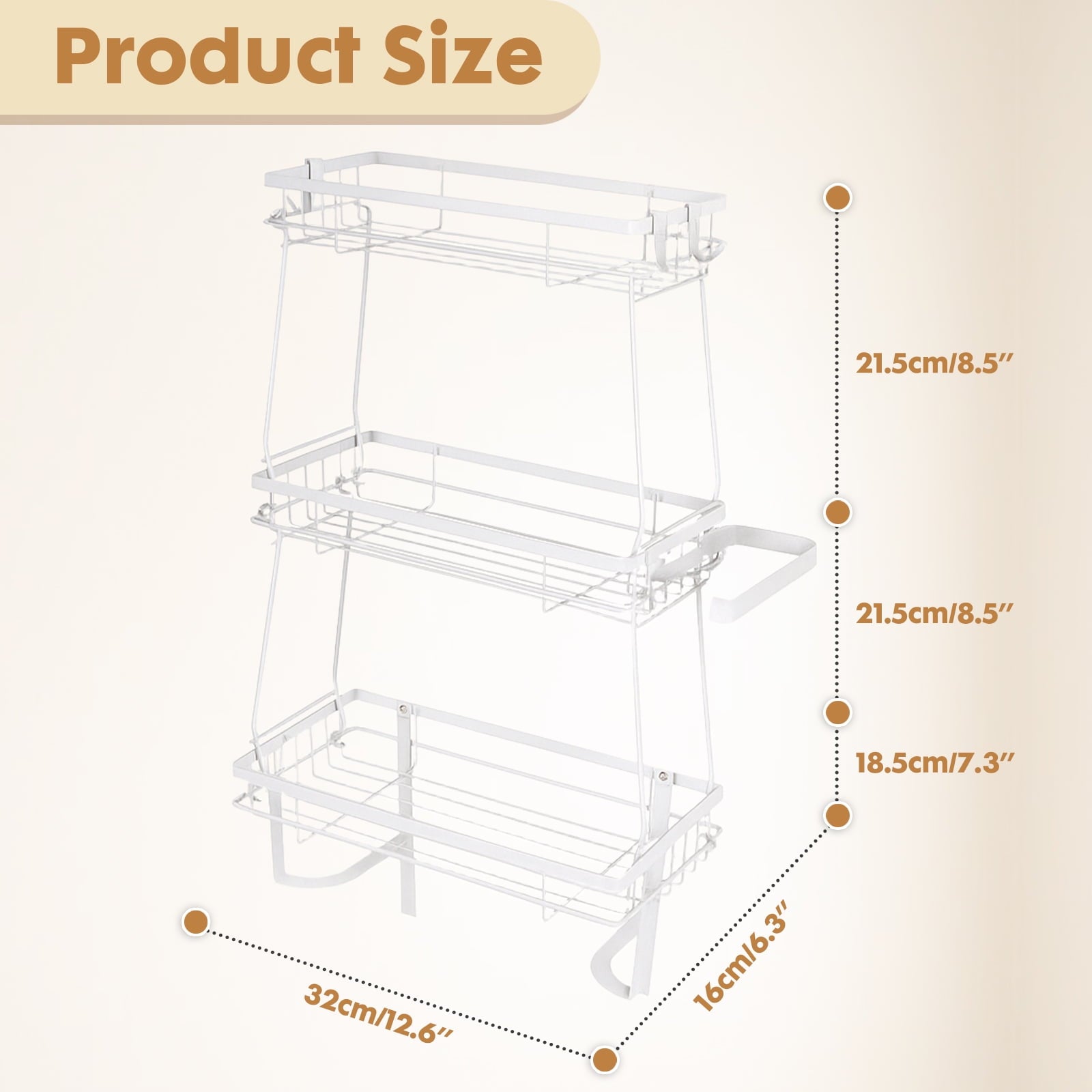 YOYTOO Over the Toilet Storage Shelf, 3 Tier Freestanding Bathroom Caddy Organizer Behind Toilet Stand Shelves Towel Rack with Toilet Paper - Image 3