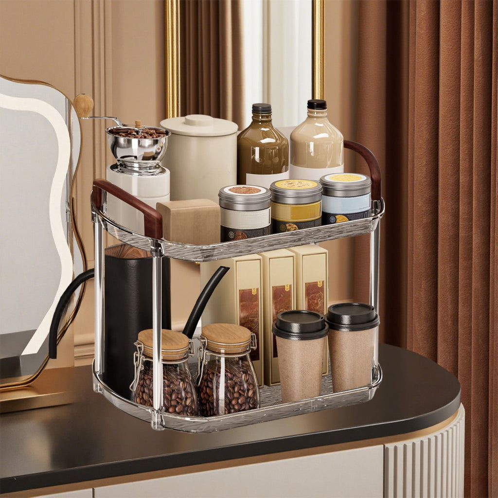 2-Tier Bathroom Organizer - Space Saving Shelf for Cosmetics, Toiletries and Kitchen Essentials - Image 6