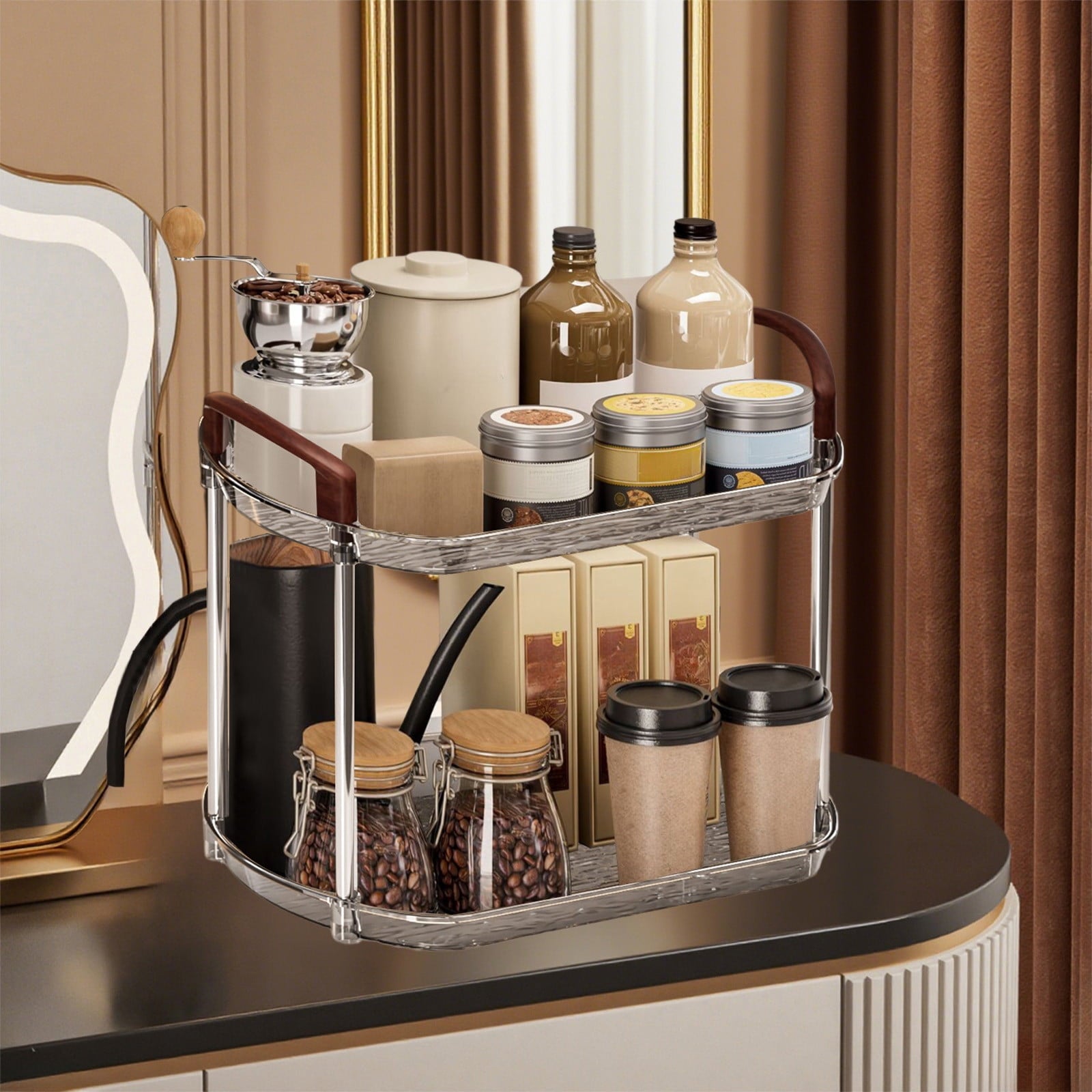 2-Tier Bathroom Organizer - Space Saving Shelf for Cosmetics, Toiletries and Kitchen Essentials - Image 6
