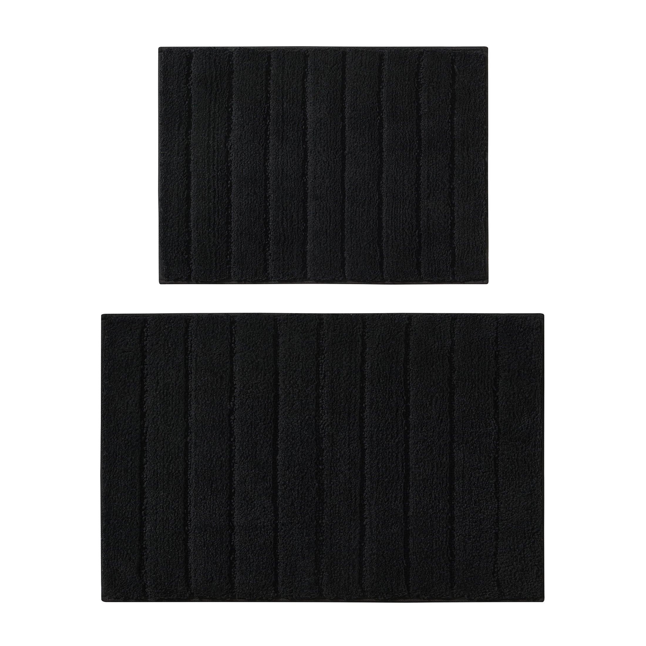 15-Piece Black & White Stripe Bathroom Set Shower Curtain, Bath Rugs & Hooks, Modern Washable Polyester - Image 4