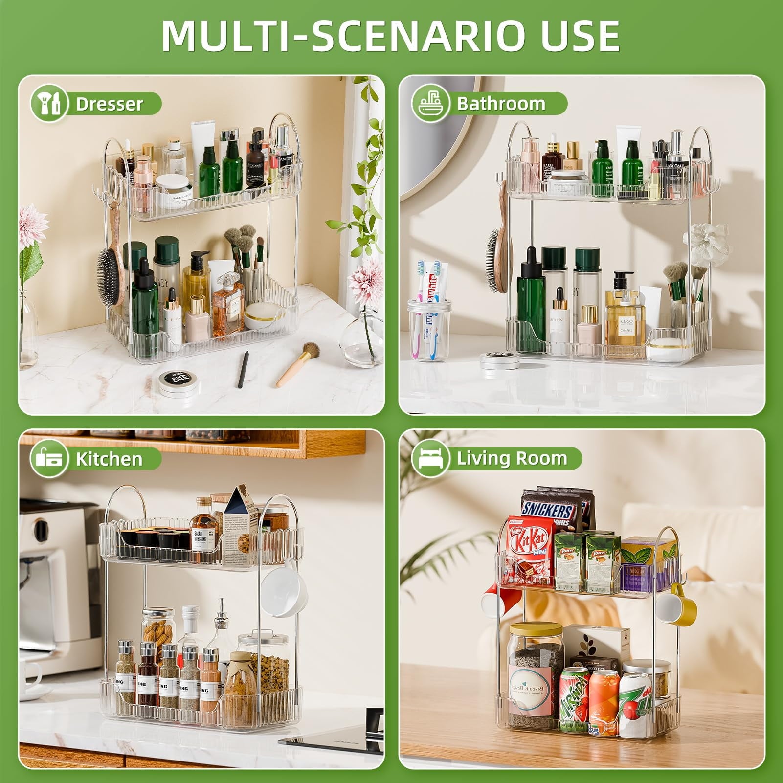 Vitviti 2 Tier Bathroom Counter Organizer，Cosmetic Skincare Organizer，Spice Rack Organizer for Kitchen - Image 6