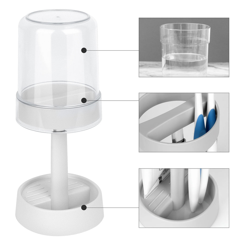 DODAMOUR Height Adjustable Toothbrush Holder for Bathroom, Toothbrush Holder Stand with Tooth Brush Cup, Compatible with Conventional, Elect - Image 3