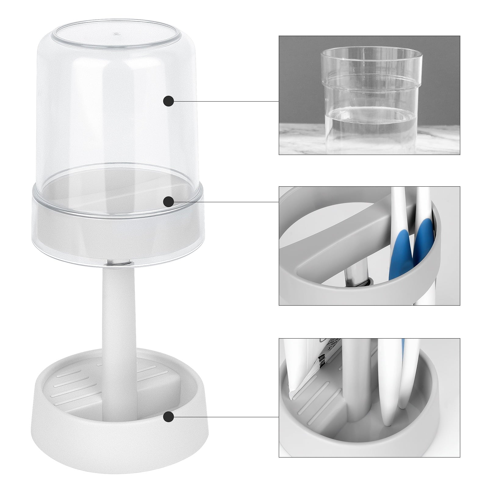 DODAMOUR Height Adjustable Toothbrush Holder for Bathroom, Toothbrush Holder Stand with Tooth Brush Cup, Compatible with Conventional, Elect - Image 3