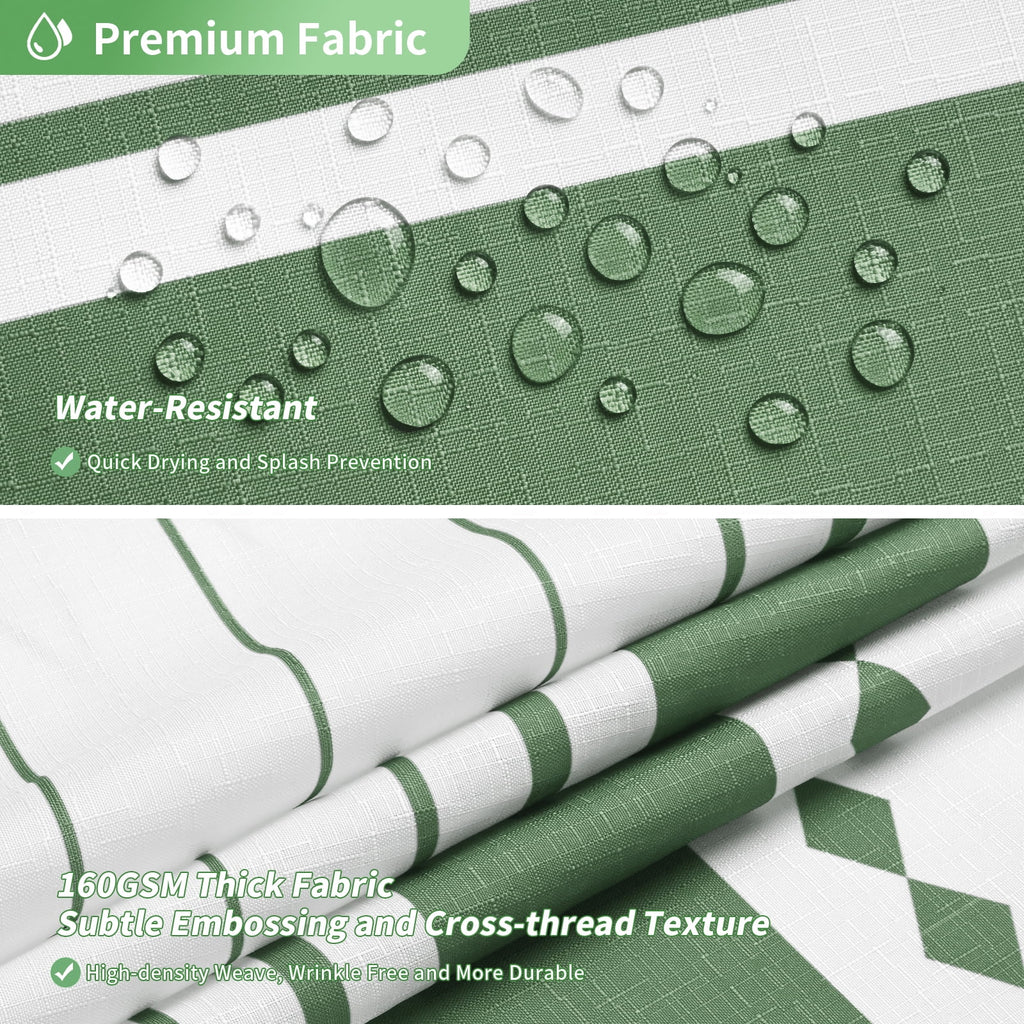 Shower Curtain Sets with Bath Rug, Boho Farmhouse Water-Repellent Fabric Bathroom Sets with Hooks, Slub Textured Desi... - Image 5