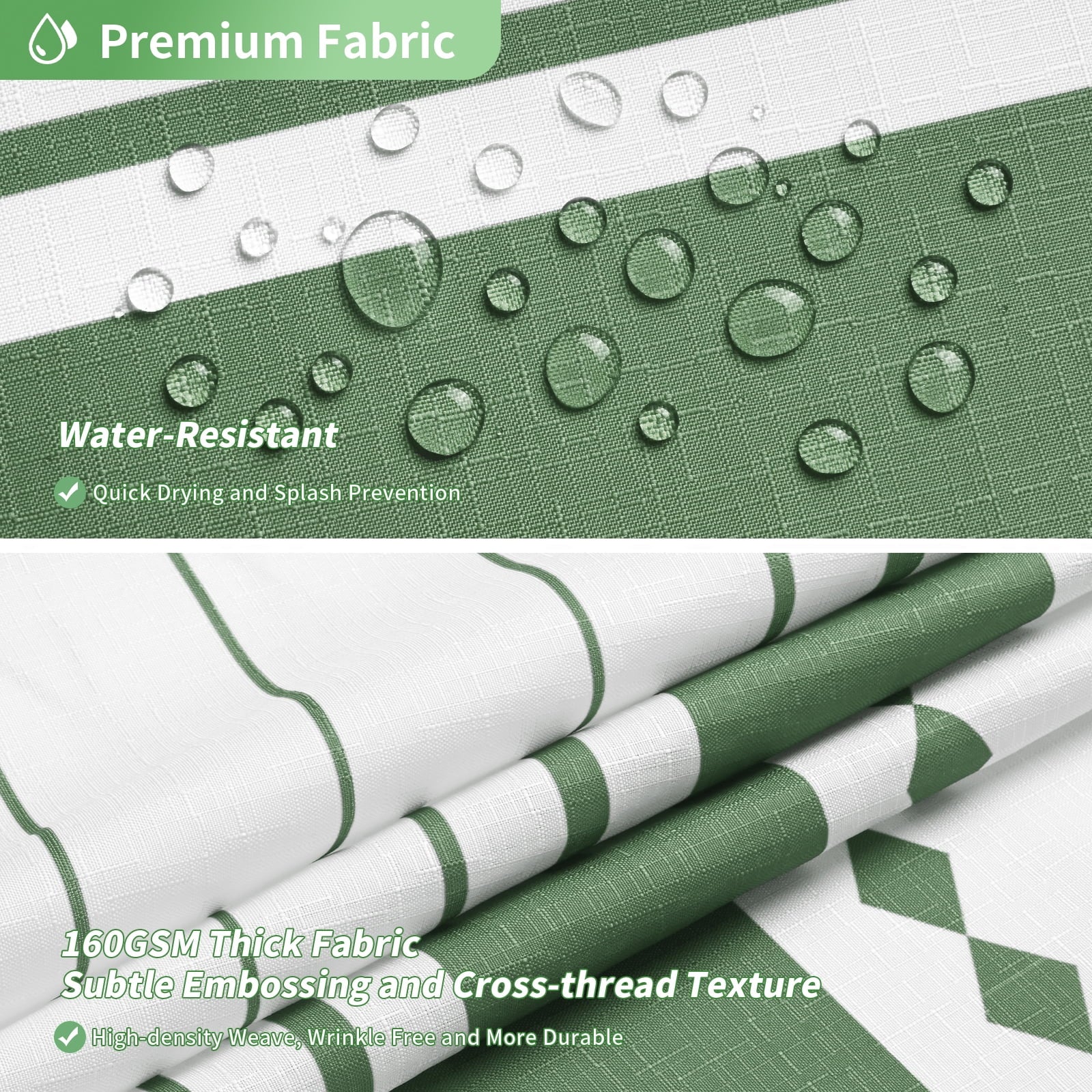 Shower Curtain Sets with Bath Rug, Boho Farmhouse Water-Repellent Fabric Bathroom Sets with Hooks, Slub Textured Desi... - Image 5