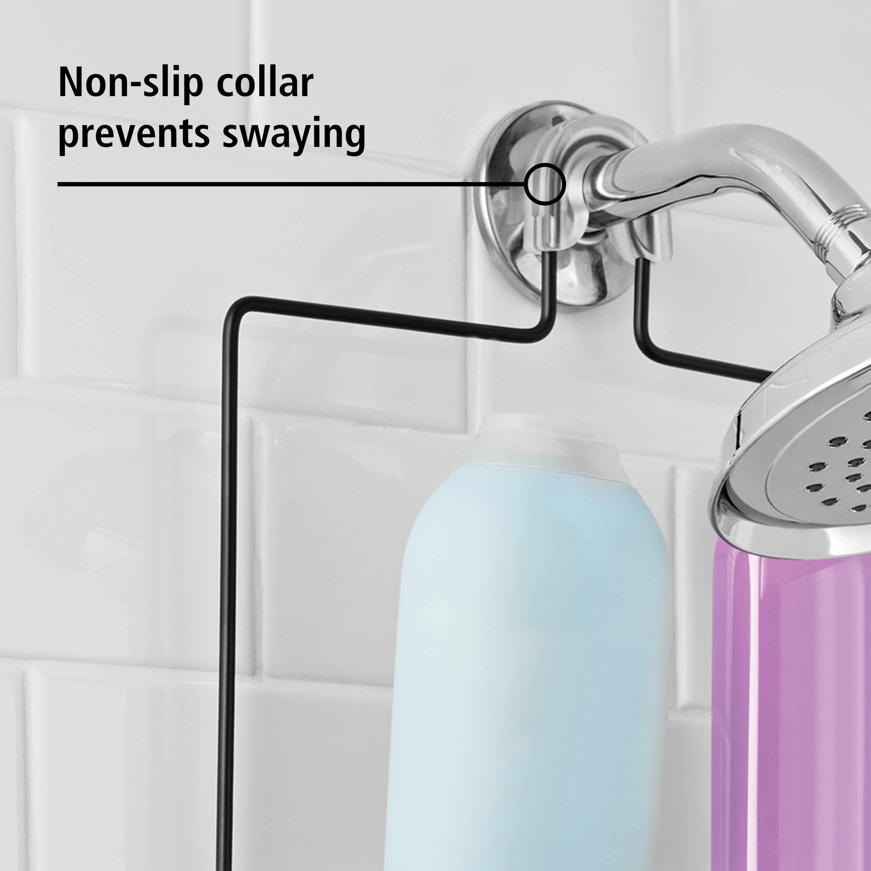 Premium Matte Black Hanging Shower Caddy with 2 Shelves and Soap Tray - Image 4