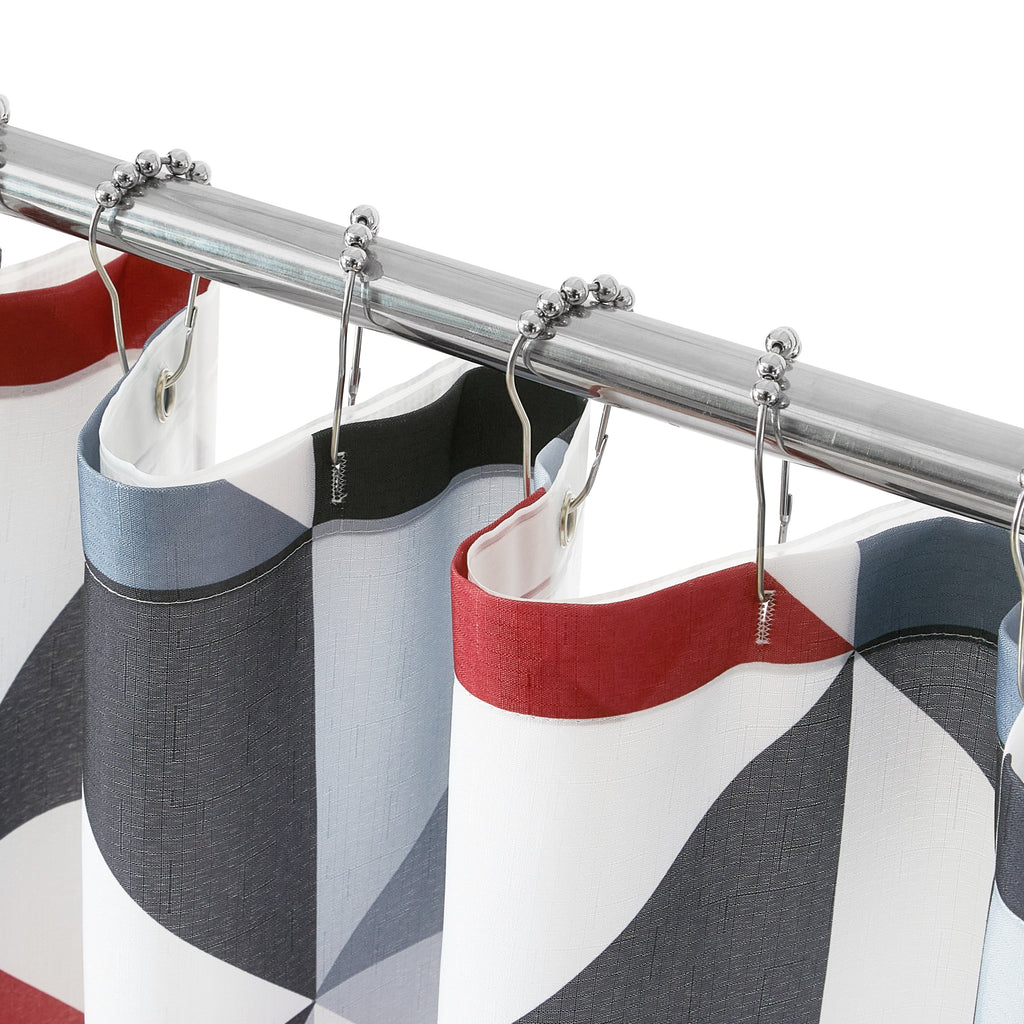Mainstays 14-Piece Red & Black Geometric Shower Curtain Set  72" x 72" Fabric Curtain, PEVA Liner & Hooks, Bold Modern Bathroom Dcor - Image 5