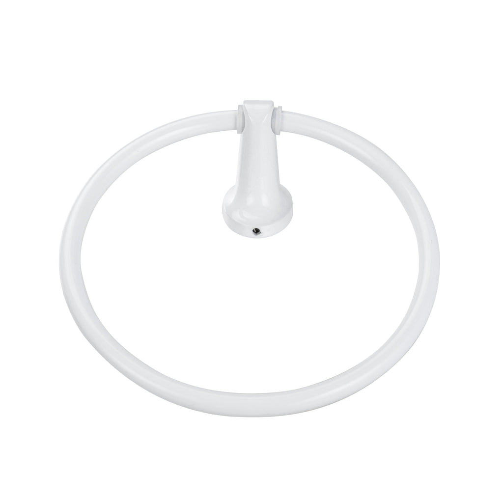 Mainstays Oval Style Steel Wall Mount Towel Holder Ring, White, Vertical Orientation - Image 4