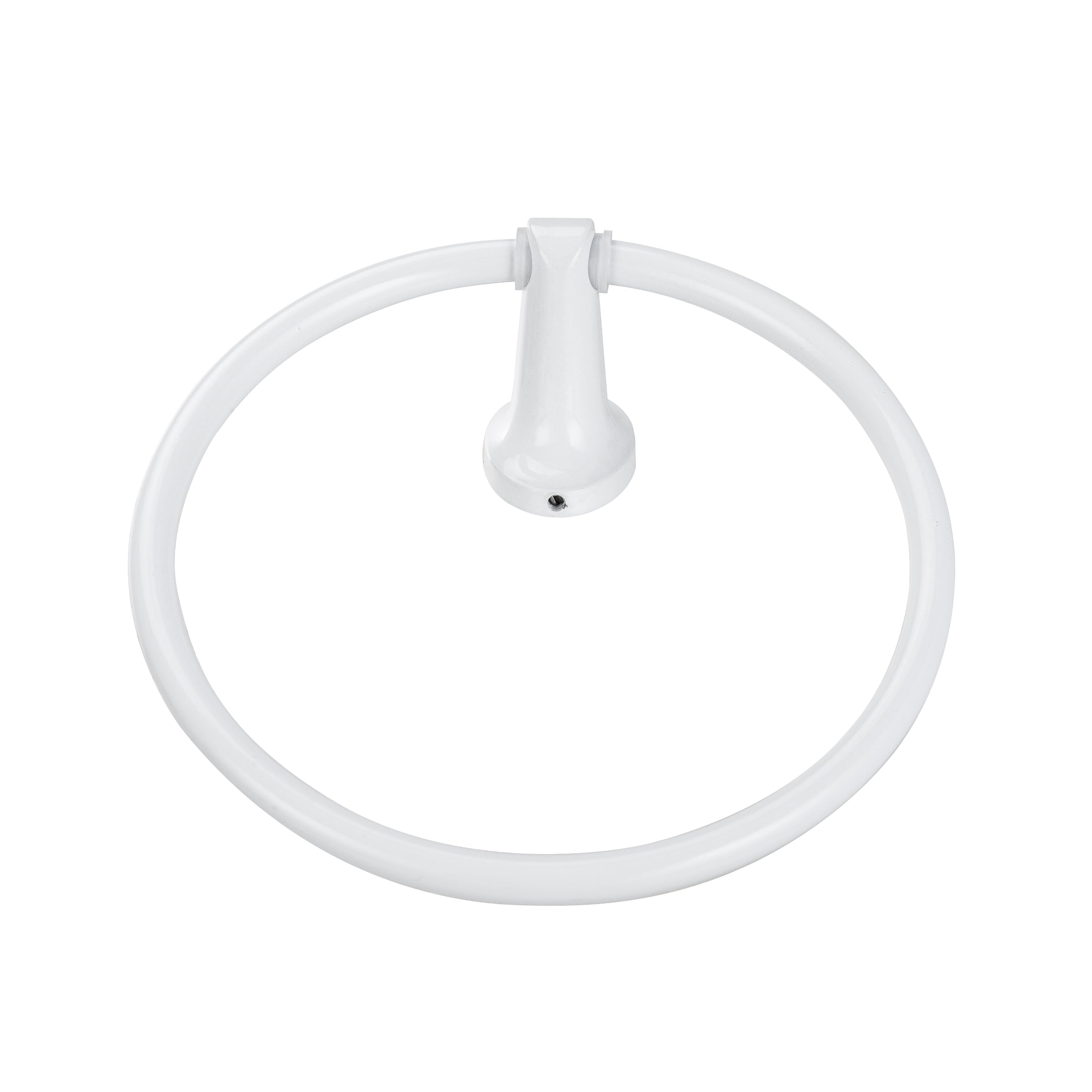 Mainstays Oval Style Steel Wall Mount Towel Holder Ring, White, Vertical Orientation - Image 4