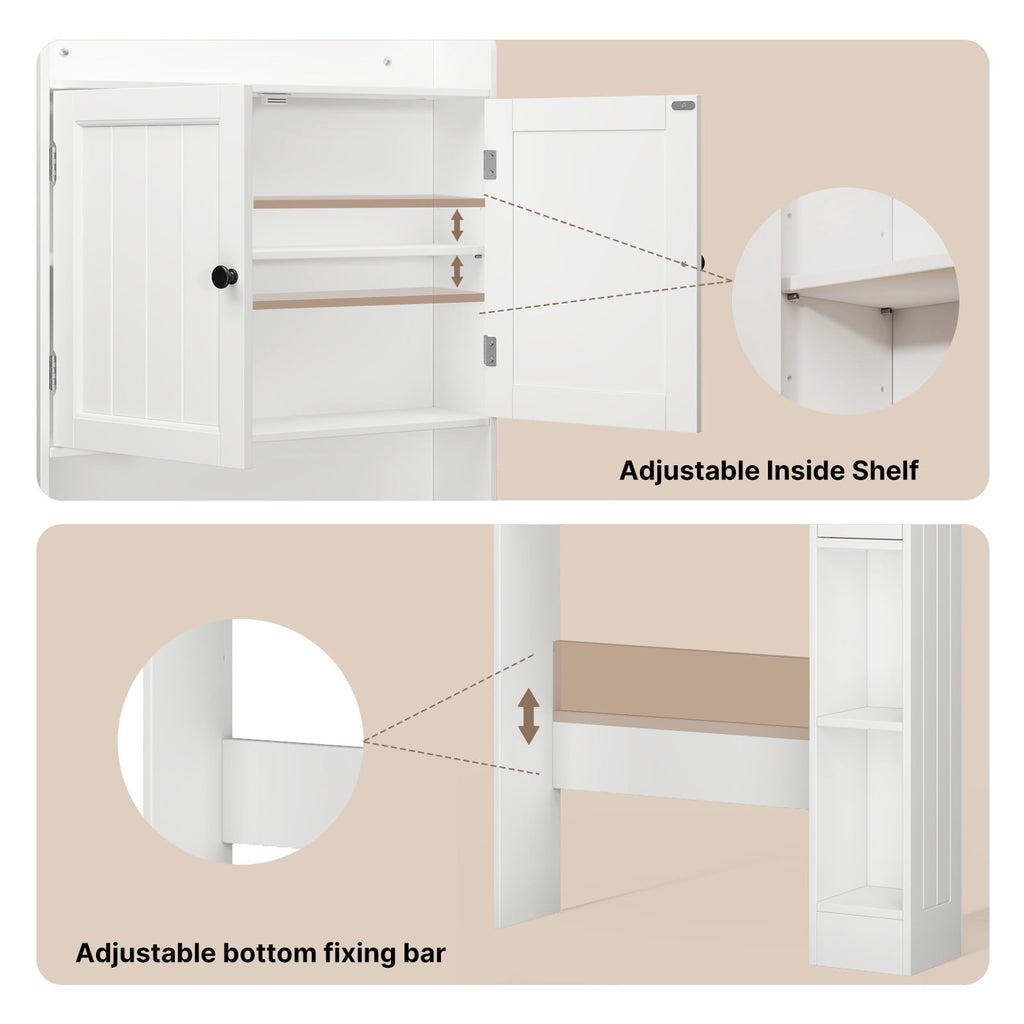Noelse  Over the Toilet Storage Cabinet, Over Toilet Bathroom Organizer with 2 Doors, Adjustable Shelves, Toilet Paper Holder, 2 Side Hooks, - Image 6