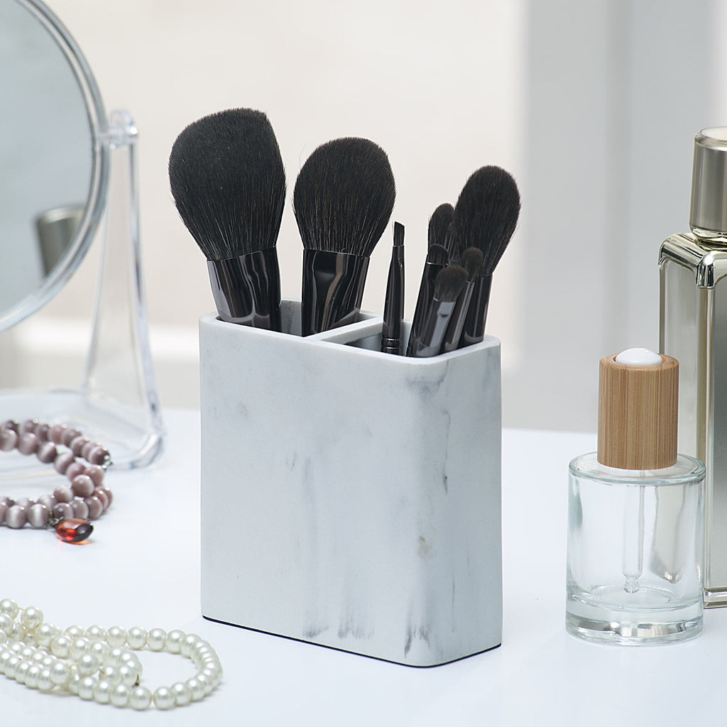 Faux Marble Toothbrush Holder, White - Image 3
