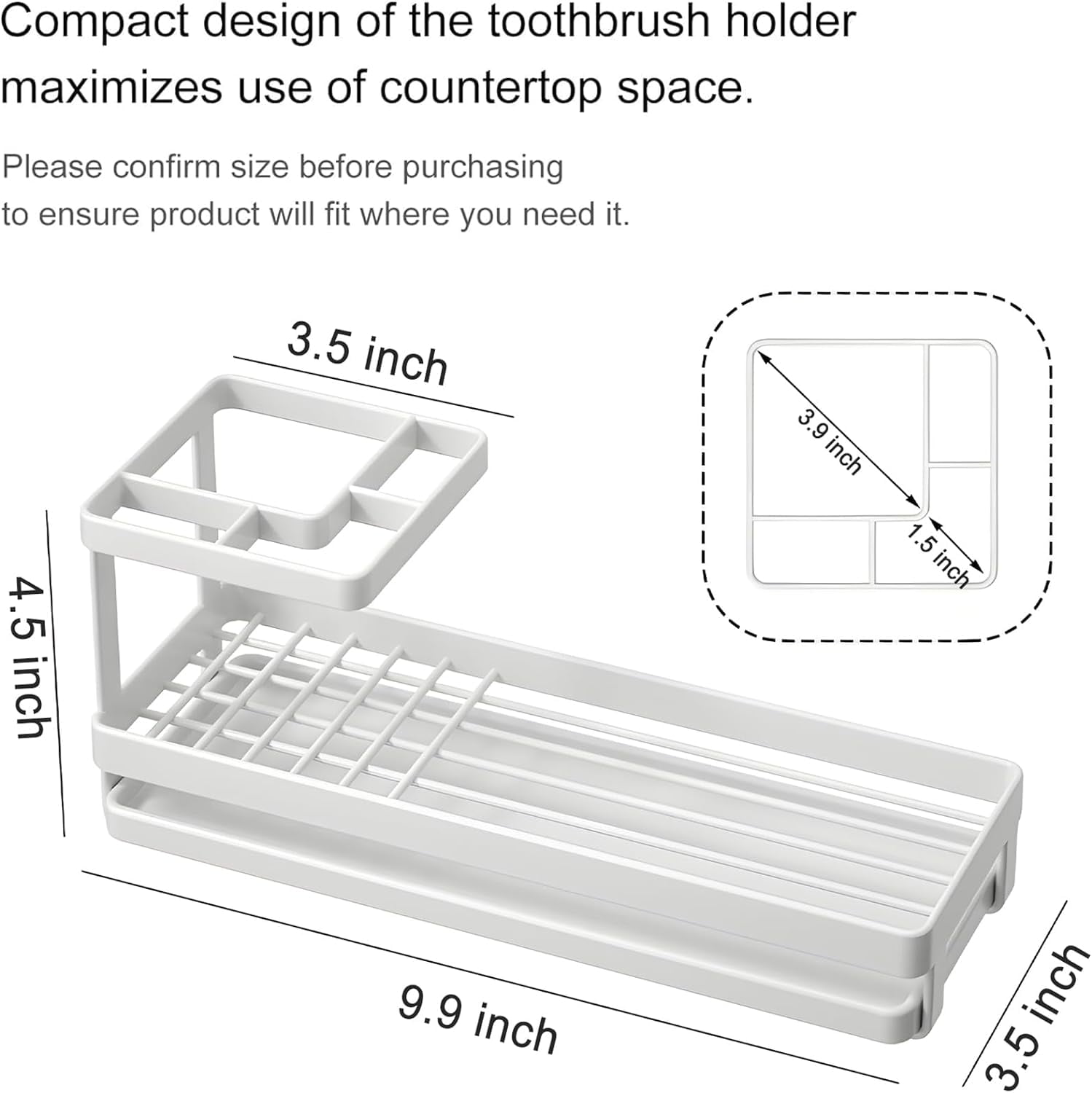 for Bathrooms, 4 Slots Metal Electric Toothpaste Holder with Drainage for Bathroom Countertop, White - Image 2
