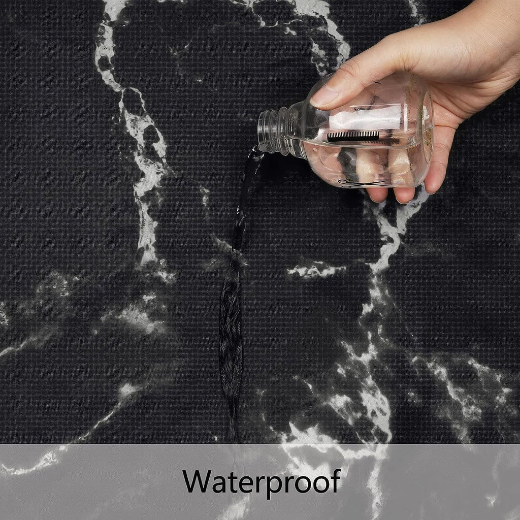 16-Piece Black Marble Shower Curtain Sets with Rugs, Modern Abstract Bathroom Sets, Waterproof Fabric Bathroom Curtai... - Image 6