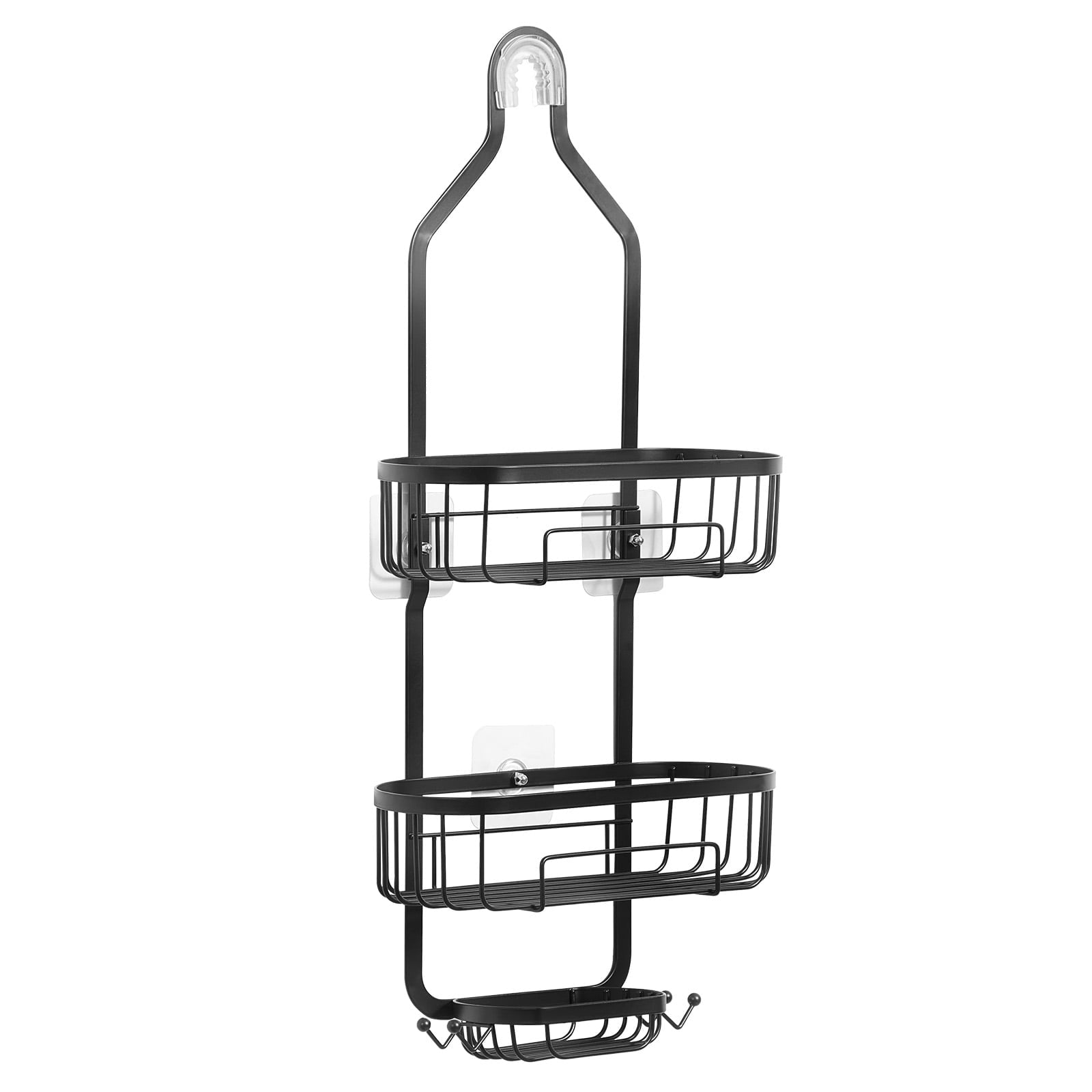 KFFKFF 3-Tier Hanging Shower Caddy, Bathroom Storage Rack with Soap Tray and Hooks for Towels and Sponges, 40 lbs Weight Capacity, Fits Over - Image 5