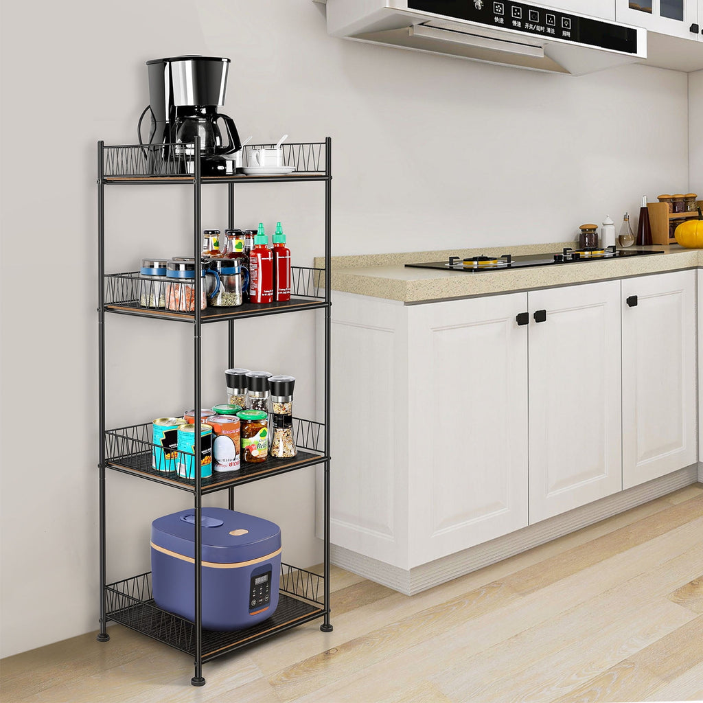 Bathroom Shelves Freestanding Bathroom Towel Storage 4 Tier Wire Shelves Bathroom Standing Rack Floor Storage Rack - Image 3