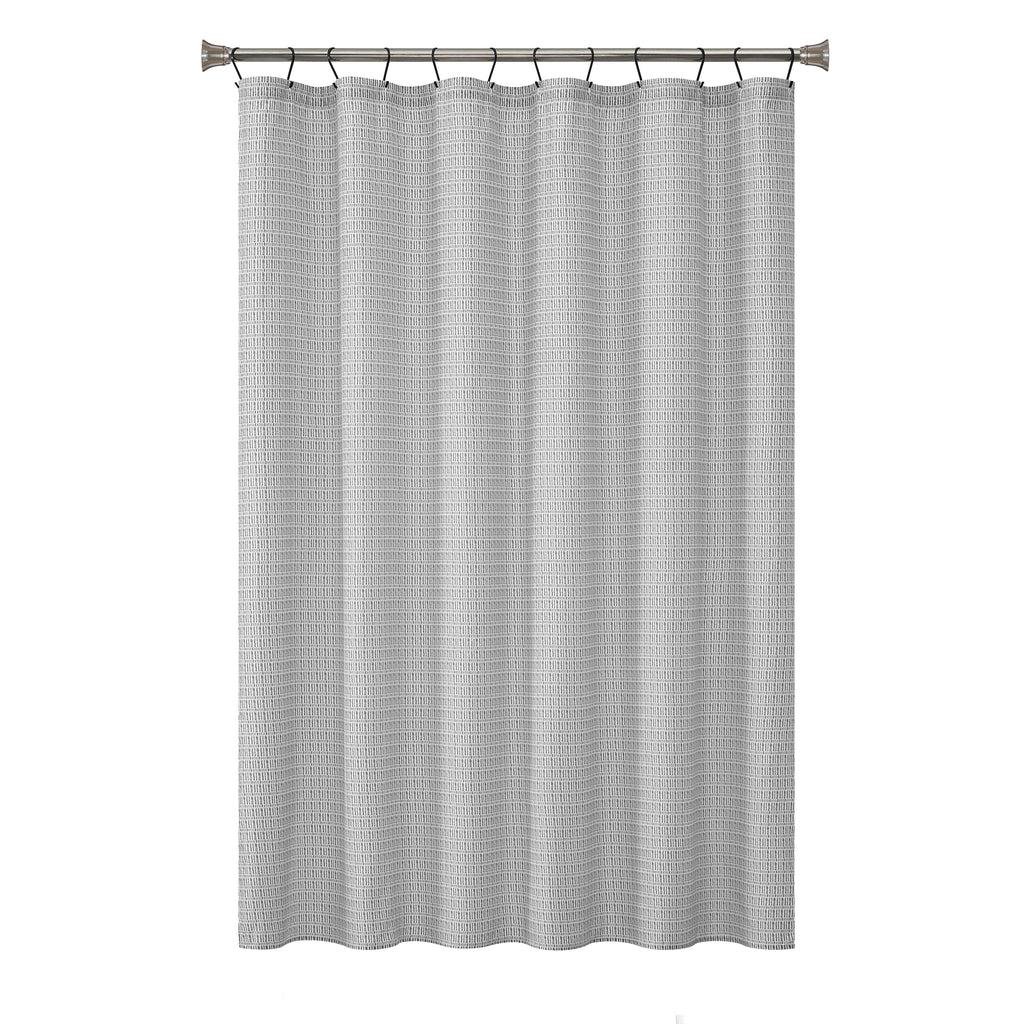 15-Piece Grey Blocks Bathroom Set Geometric Shower Curtain, Bath Rugs & Hooks, Modern Washable Design - Image 3