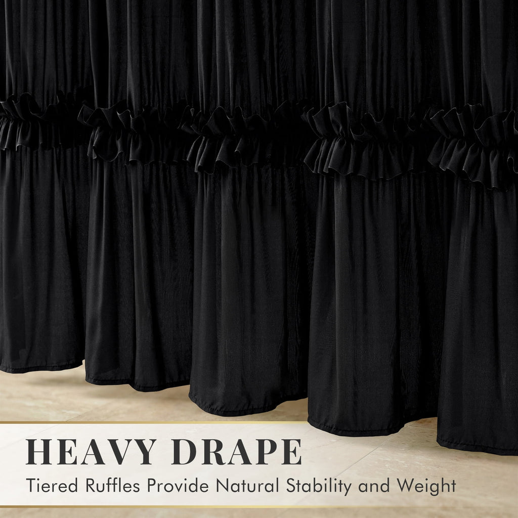Curtain,Black Tiered Fabric Bathroom Curtain for Farmhouse Decor,72 x 72 Inch - Image 5