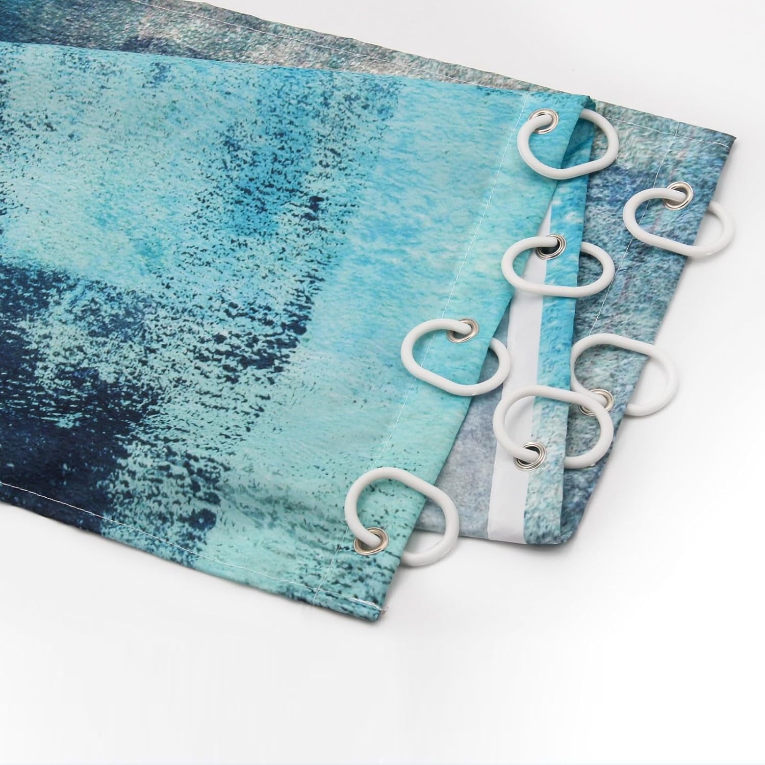 Bathroom Sets Teal Shower Curtains with 12 Hooks Large Bath Mat, Toilet Lid Cover and U-Shape Rugs for Home Hotel Decor - Image 5